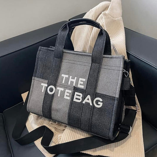 The Large Black Denim Tote Bag