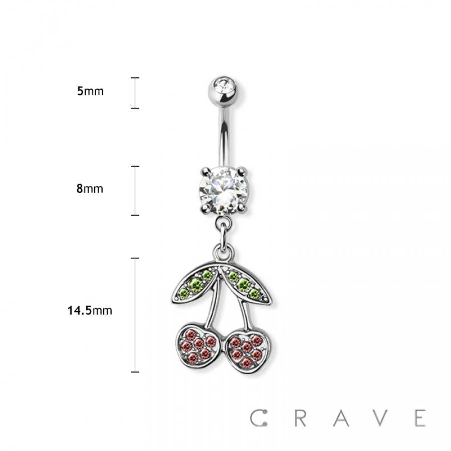 CHERRY DANGLE 316L SURGICAL STEEL BELLY BUTTON RING