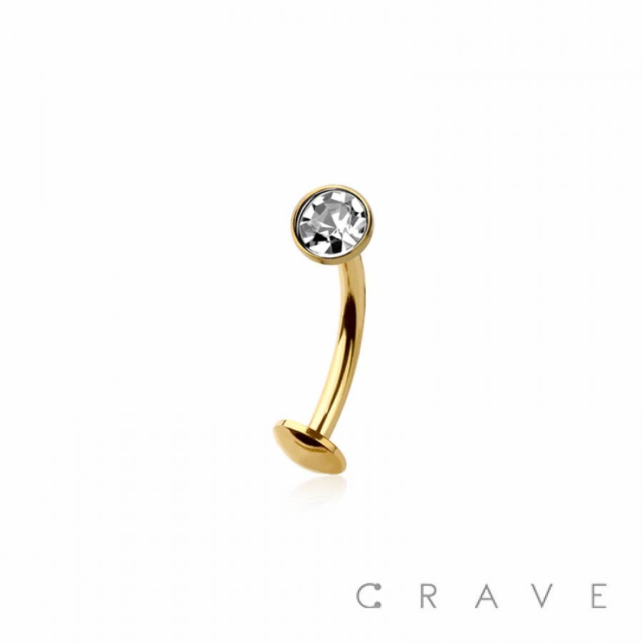 BEZEL CZ GEM 316L SURGICAL STEEL THREADLESS FLOATING BELLY B