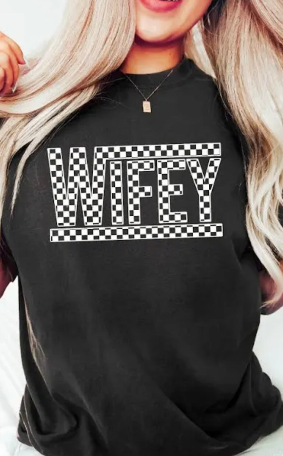Checkered Wifey Graphic Tee