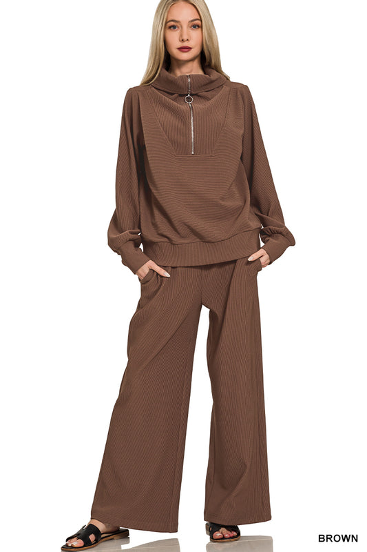 Zenana Ribbed Matching Set