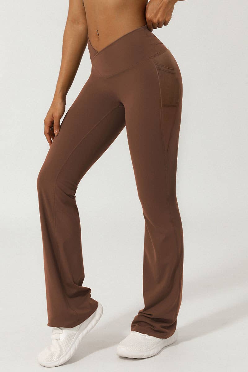 Cross Over Waistband Wide Leg Legging