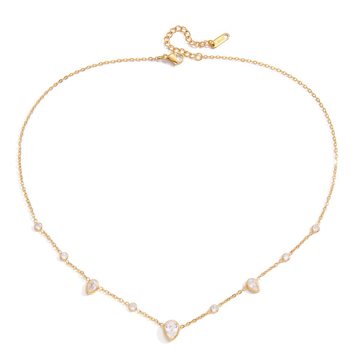 18K STAINLESS STEEL TARNISH FREE CZ NECKLACE