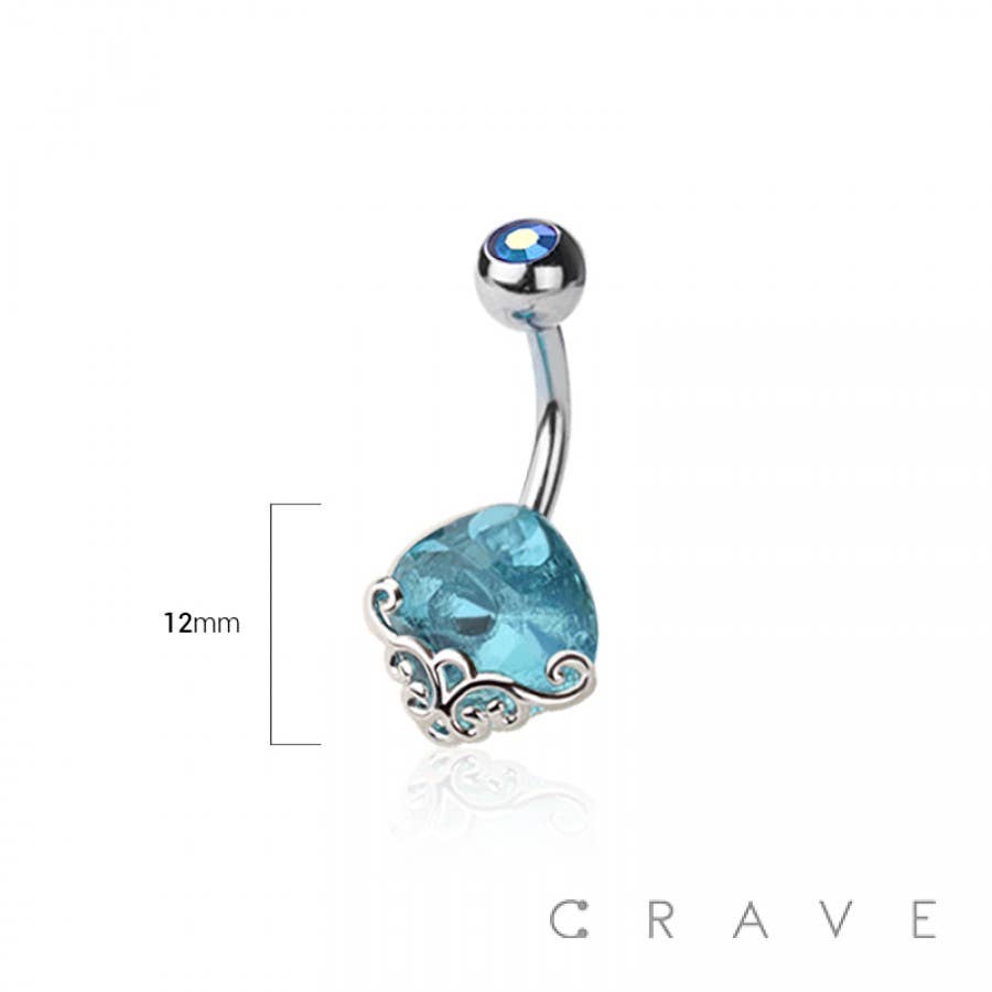 OBSIDIAN GEM 316L SURGICAL STEEL NAVEL BELLY RING