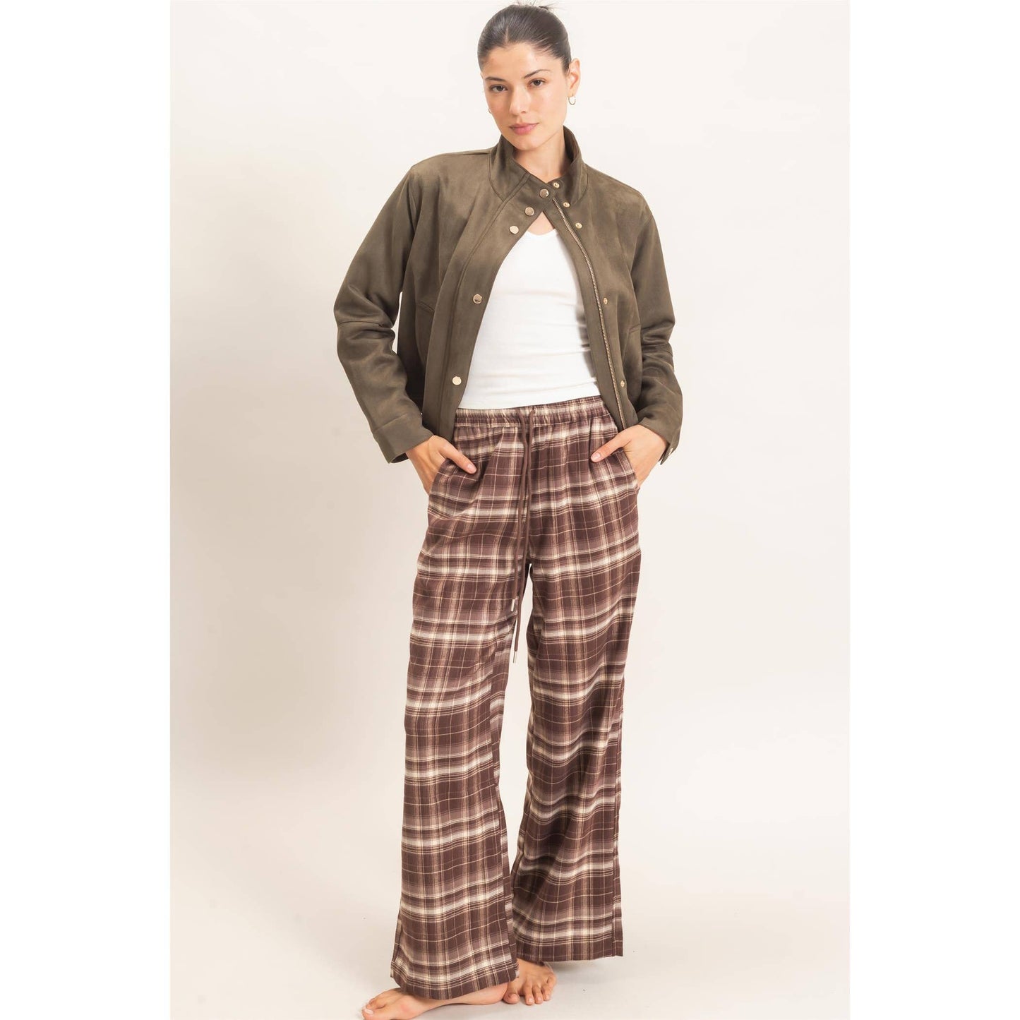 Plaid Wide-Leg Pants