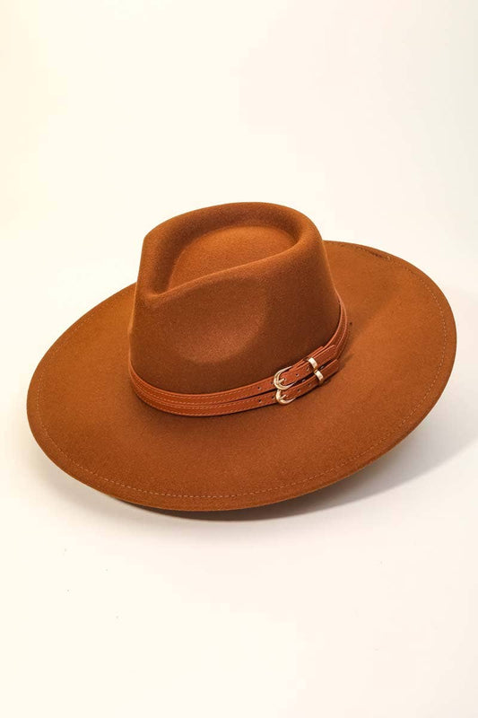 Double Belt Strap Fedora Fashion Hat