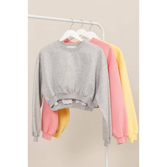 WASHED FRENCH TERRY CROPPED SWEATSHIRT