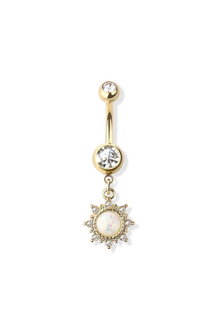 OPAL SUN DANGLE 316L SURGICAL STEEL NAVEL RING