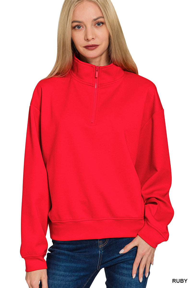 Zenana Scuba Half Zip Pullover