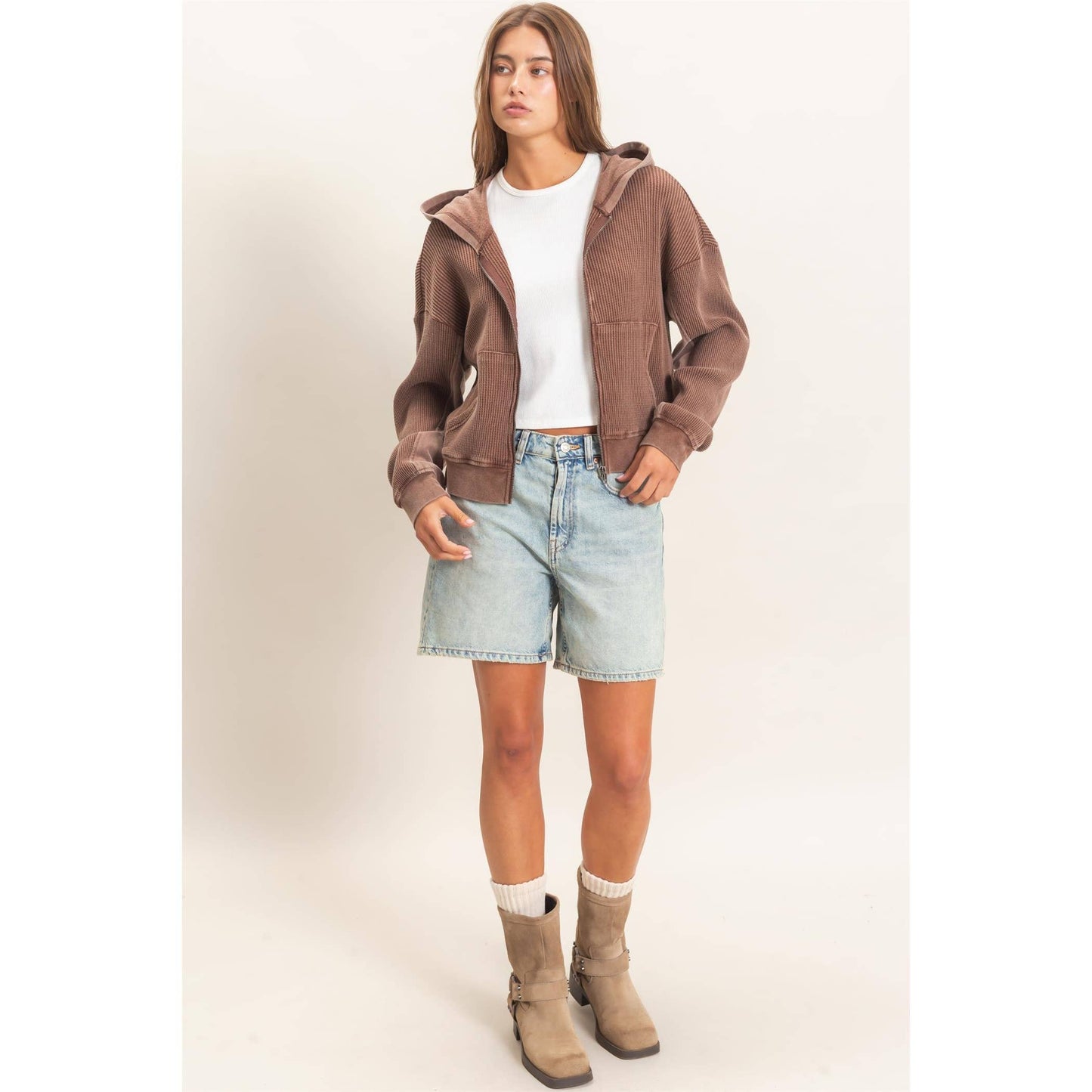 Weekday Waffle Knit Zip-up