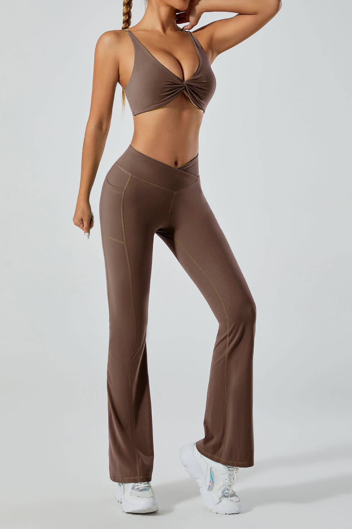 Cross Over Waistband Wide Leg Legging