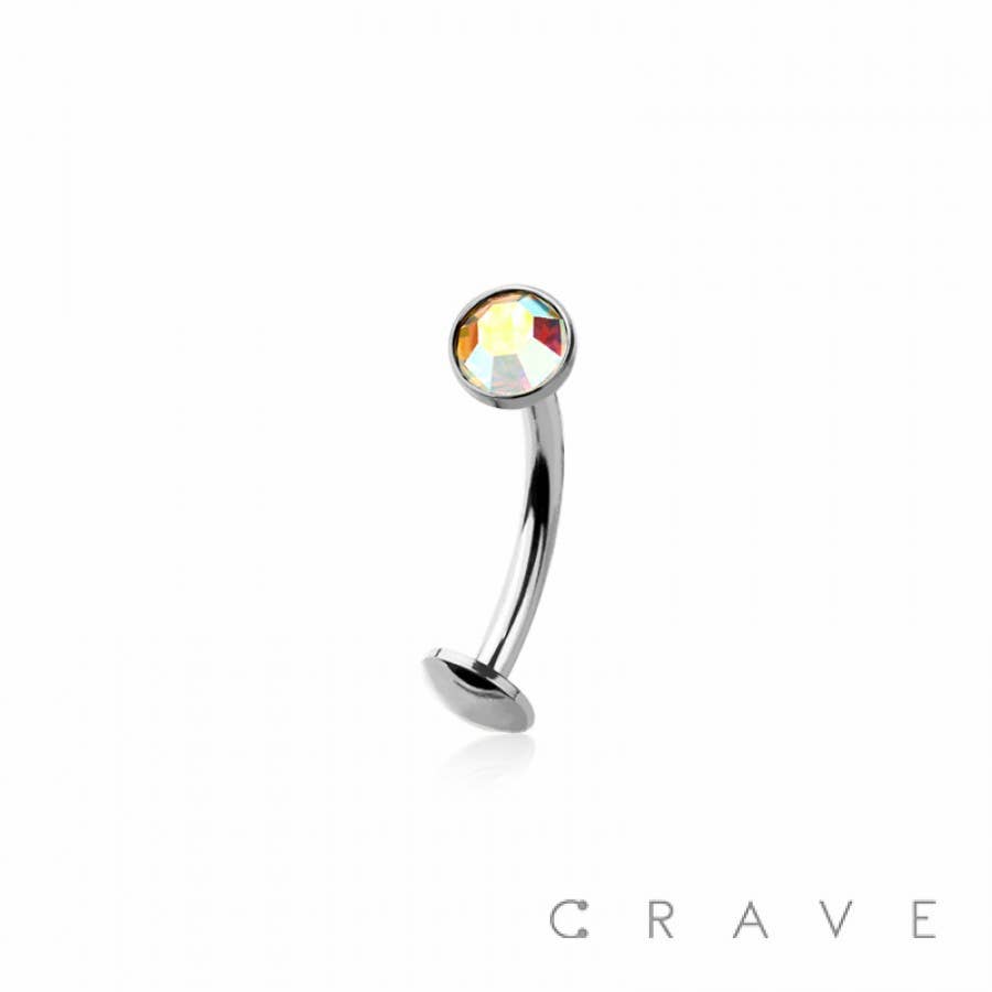 BEZEL CZ GEM 316L SURGICAL STEEL THREADLESS FLOATING BELLY B
