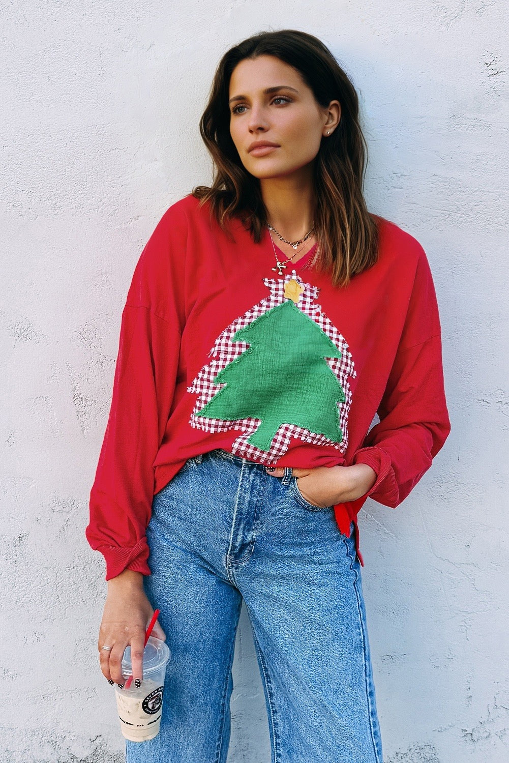 Winter Pines Patchwork Sweatshirt