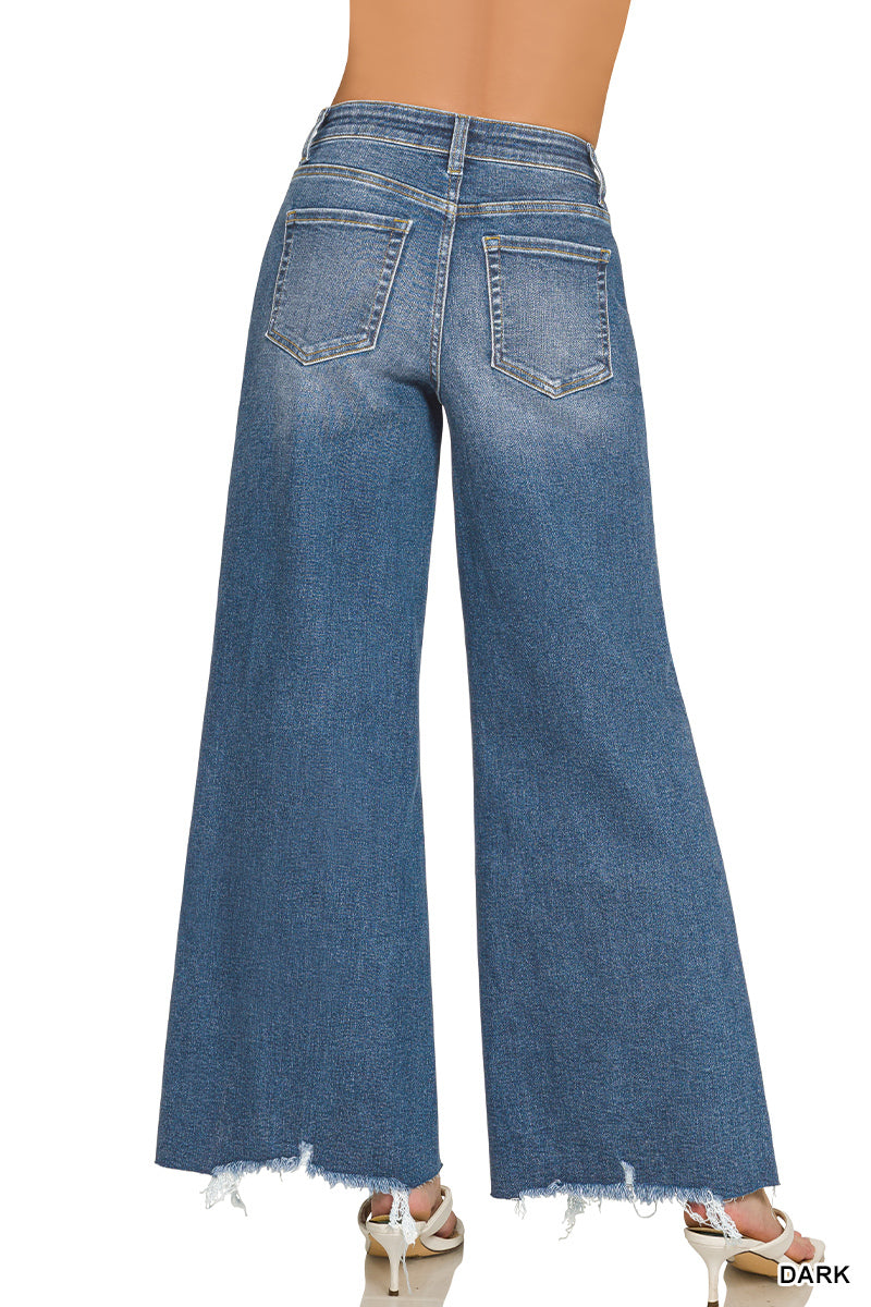 Zenana Raw Hem Wide Leg