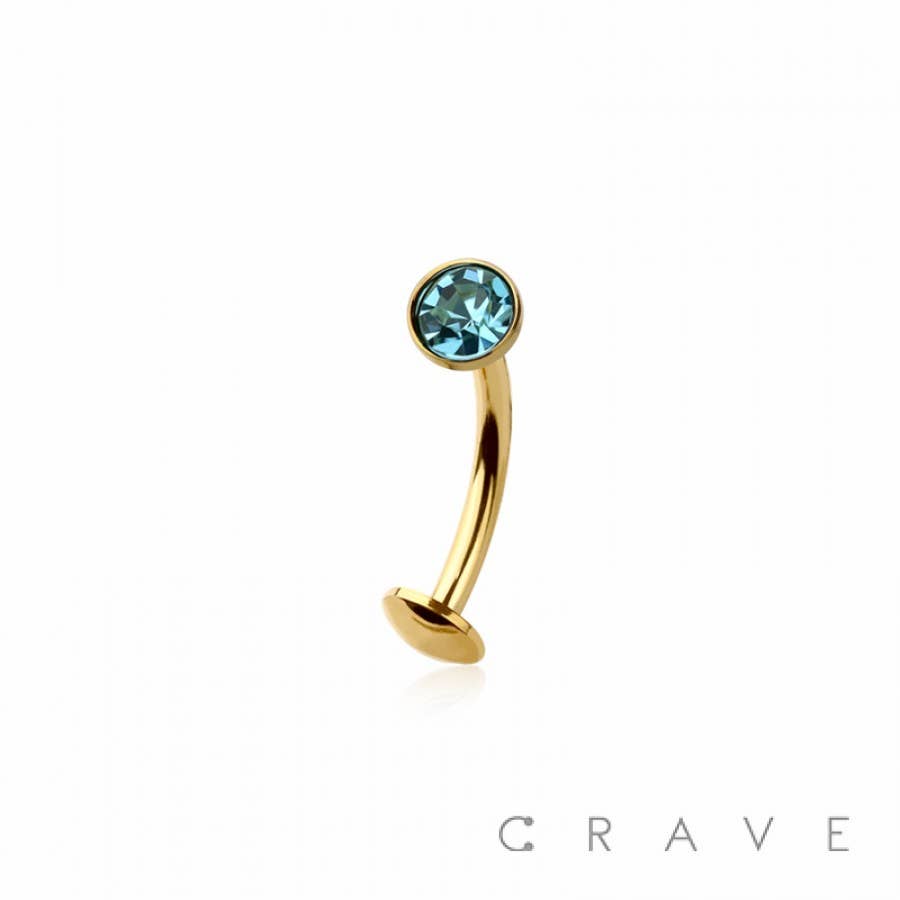 BEZEL CZ GEM 316L SURGICAL STEEL THREADLESS FLOATING BELLY B