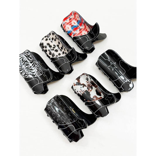Western Cowboy Boot Hair Claw Clips