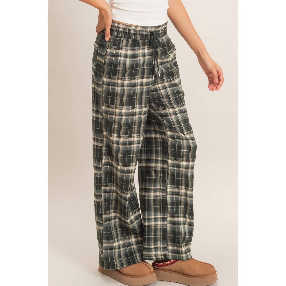 Plaid Wide-Leg Pants