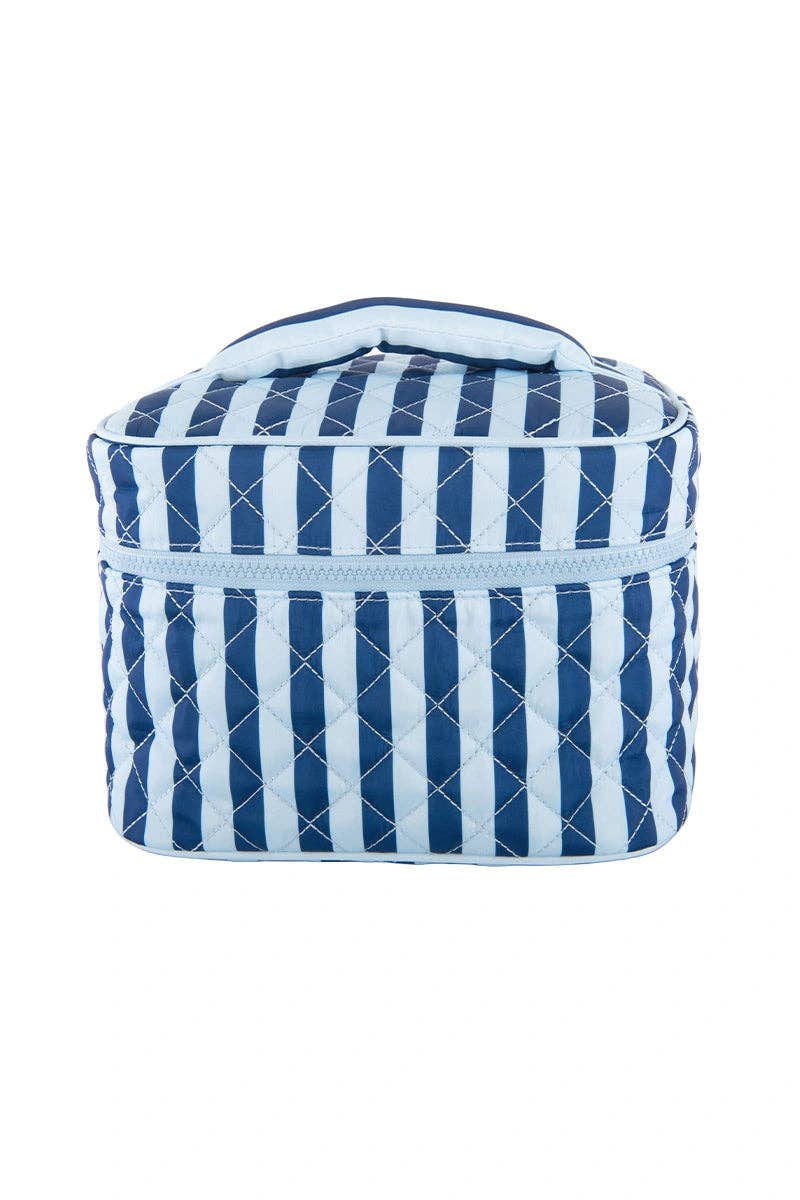Light Blue and Navy Striped Wholesale Makeup Bag