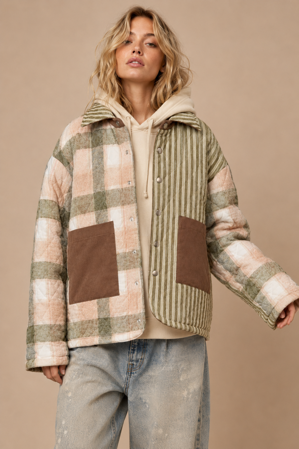 Mixed-Media Quilted Patchwork Jacket