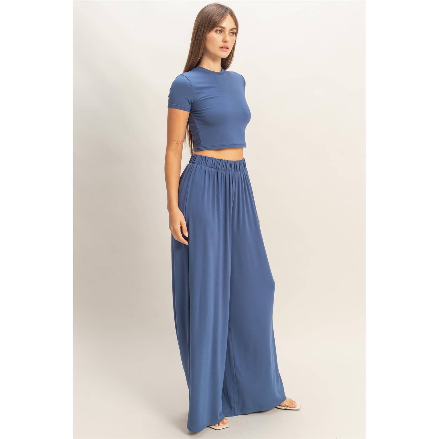 Midnight Navy Top & Wide Leg Pants Set