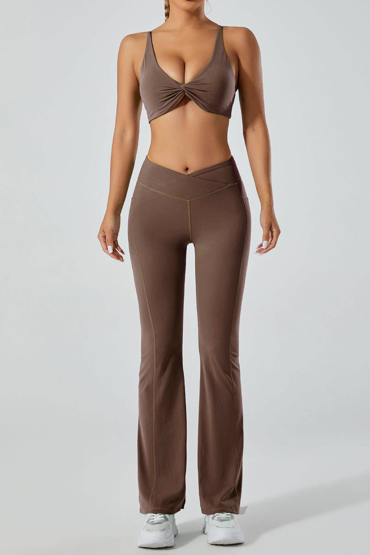 Cross Over Waistband Wide Leg Legging