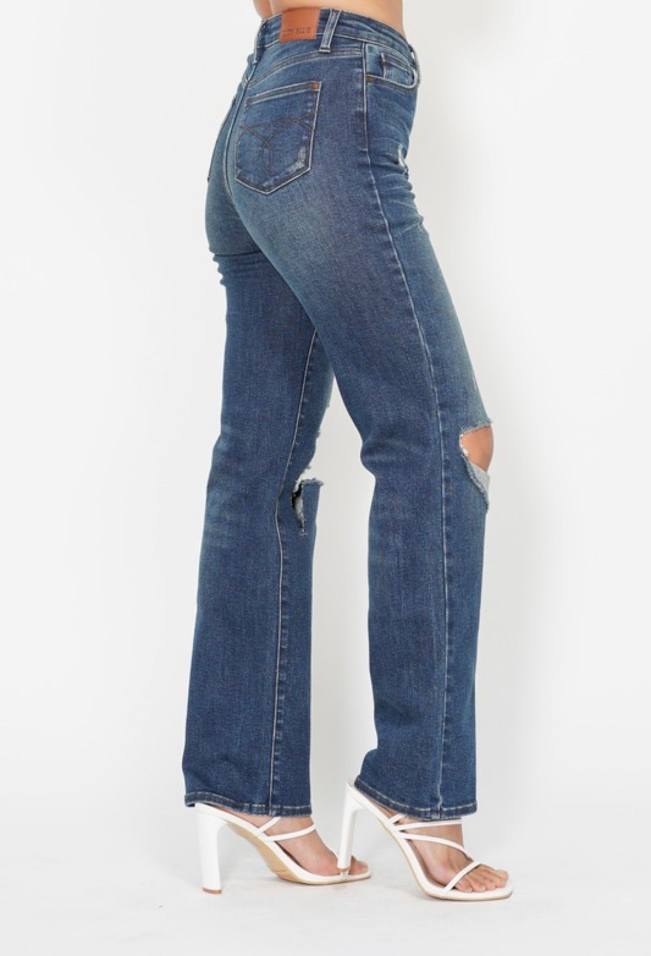 Judy Blue HW Ripped Knee Dad Jean