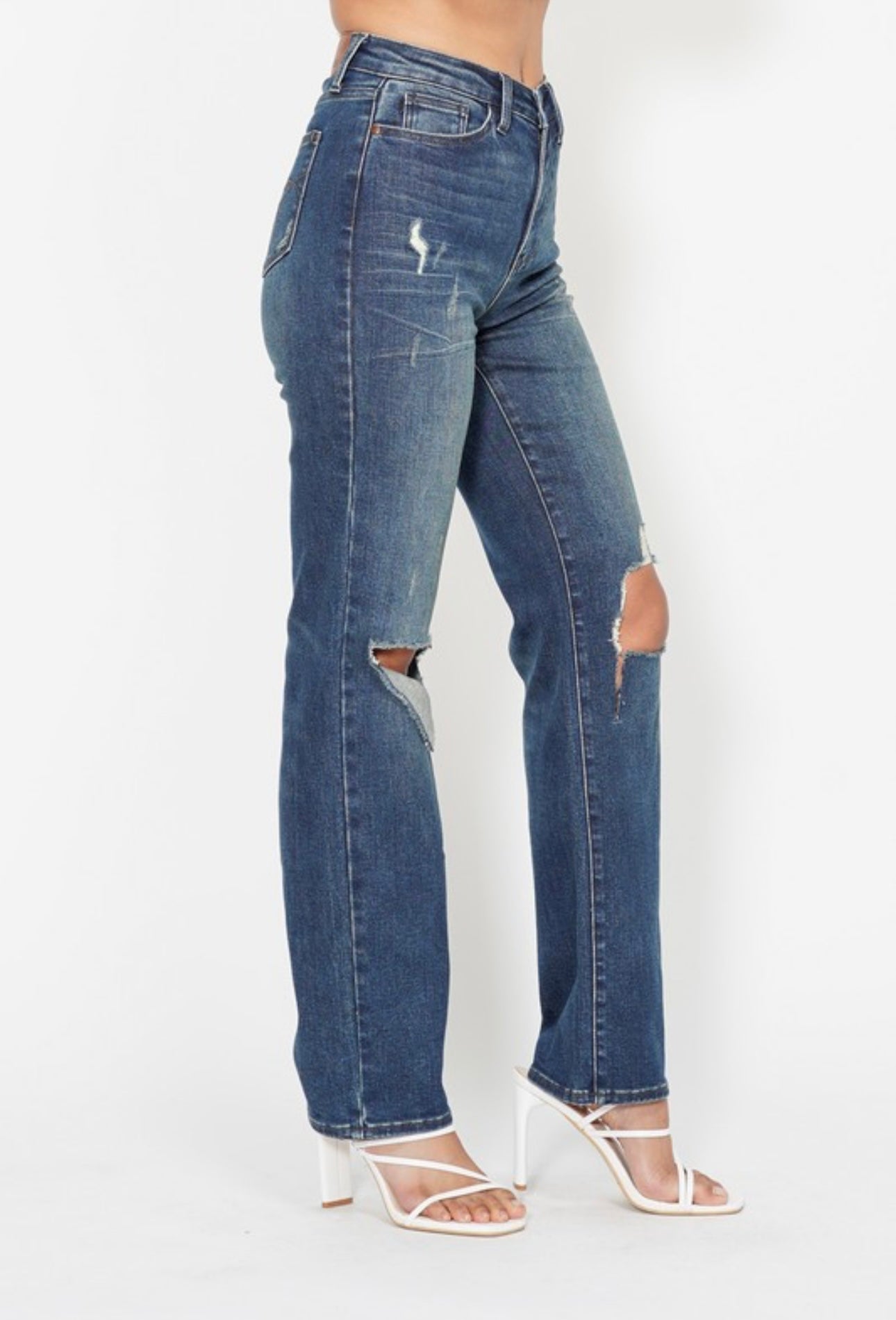 Judy Blue HW Ripped Knee Dad Jean