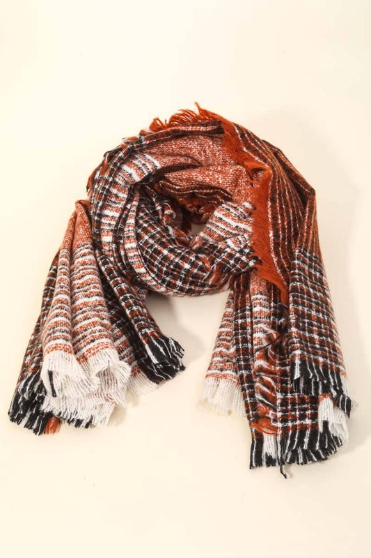 Striped Design Oblong Fashion Scarf