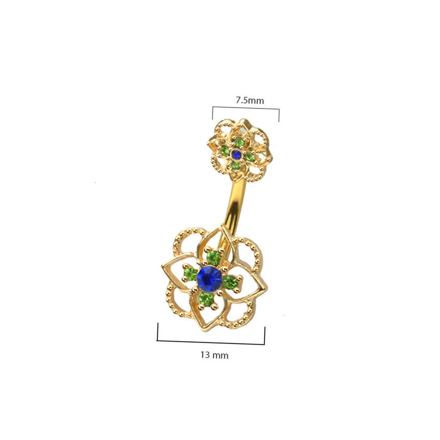 316L SURGICAL STEEL CLOVER FLOWER NON DANGLE BELLY BUTTON NA
