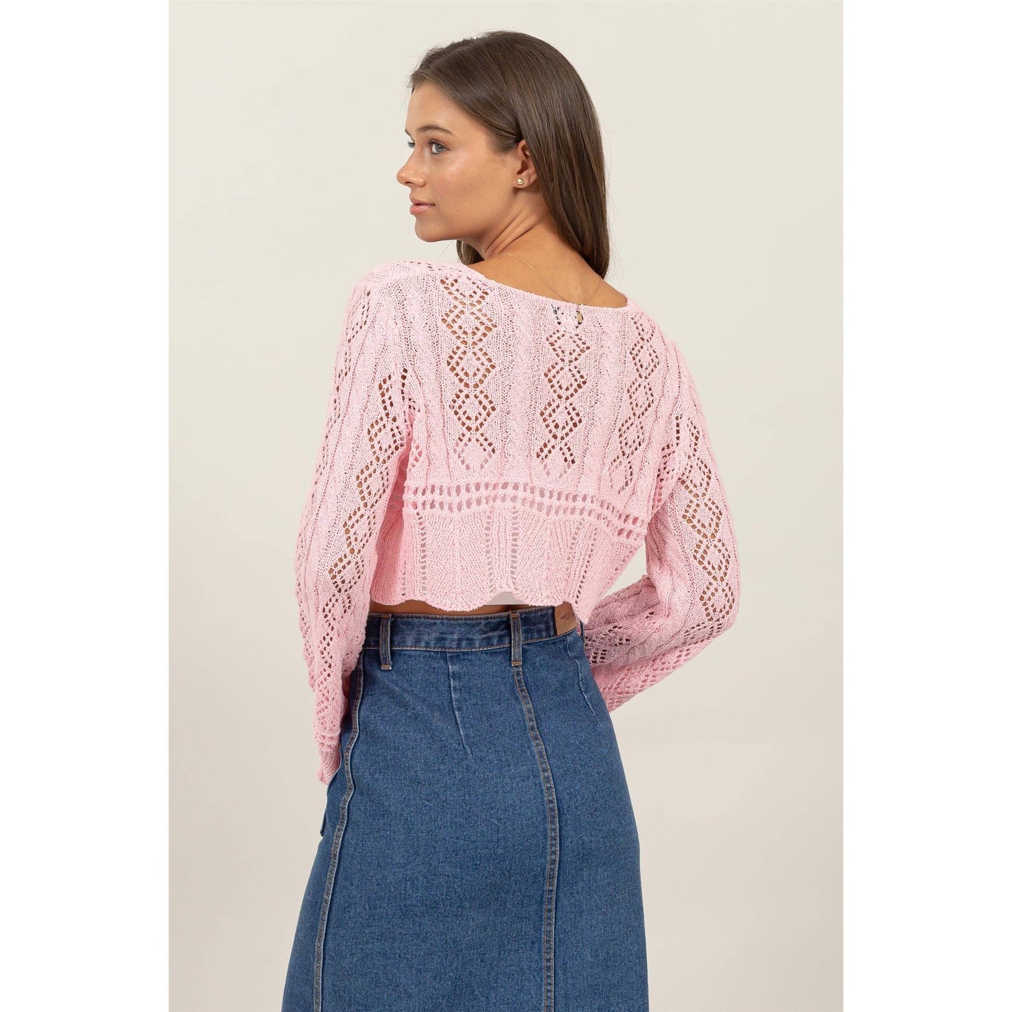Blush Breeze Crop Sweater