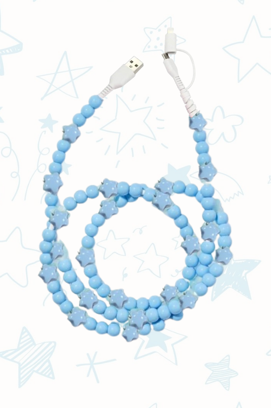Blue Star Beaded Cord Phone Charger