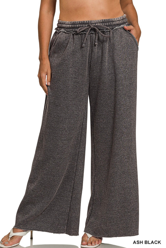 Zenana Plus Acid Wash Fleece Sweatpants
