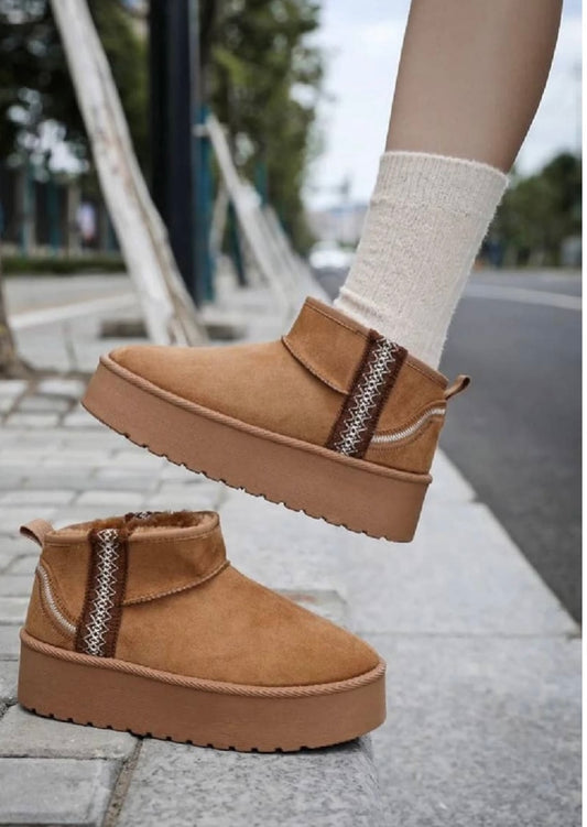 Camel Faux Suede Platform Ultra
Mini Ankle Boots