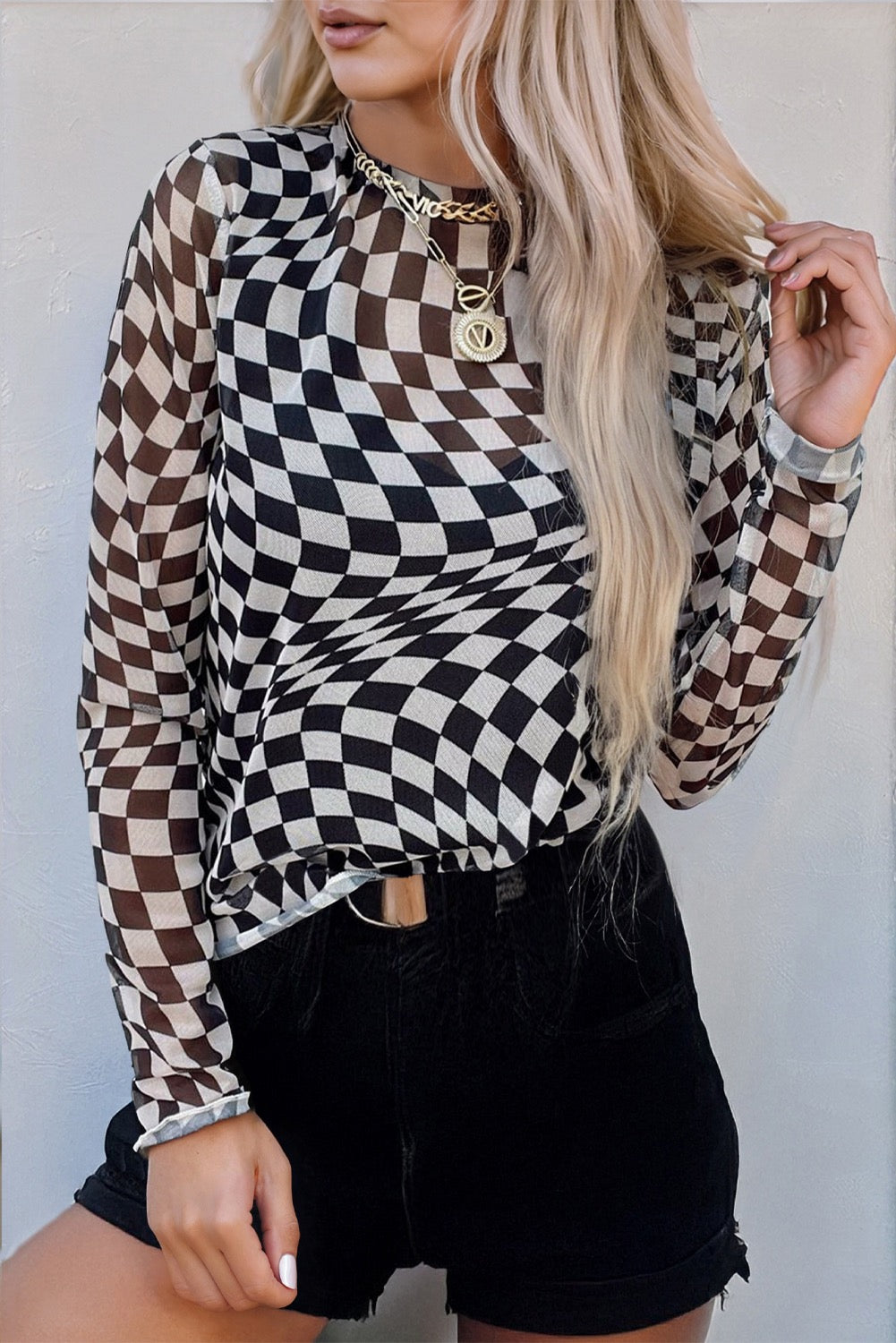 Checkered Mesh Top