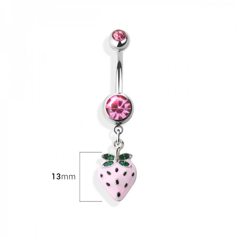 STRAWBERRY 316L SS DANGLE NAVEL RING