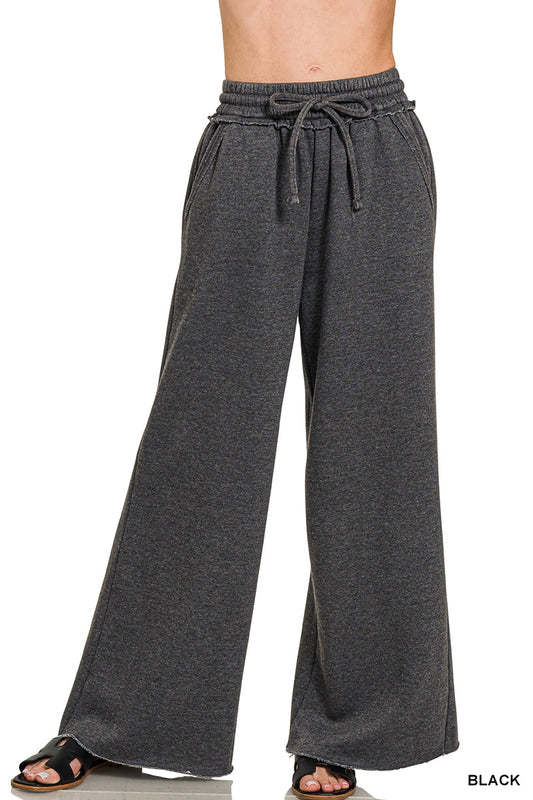 Zenana Acid Wash Fleece Sweatpants
