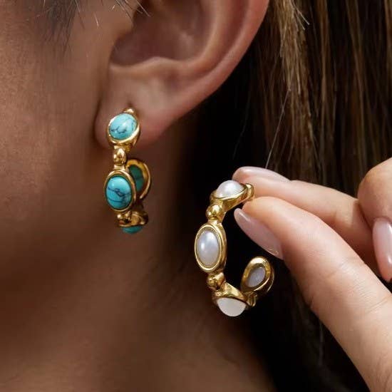 18K STAINLESS STEEL WATERPROOF TARNISH FREE HOOPS