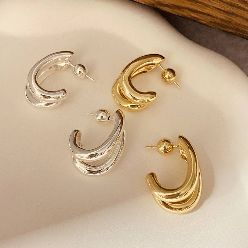 Double-Hoop Sculptural Earrings |