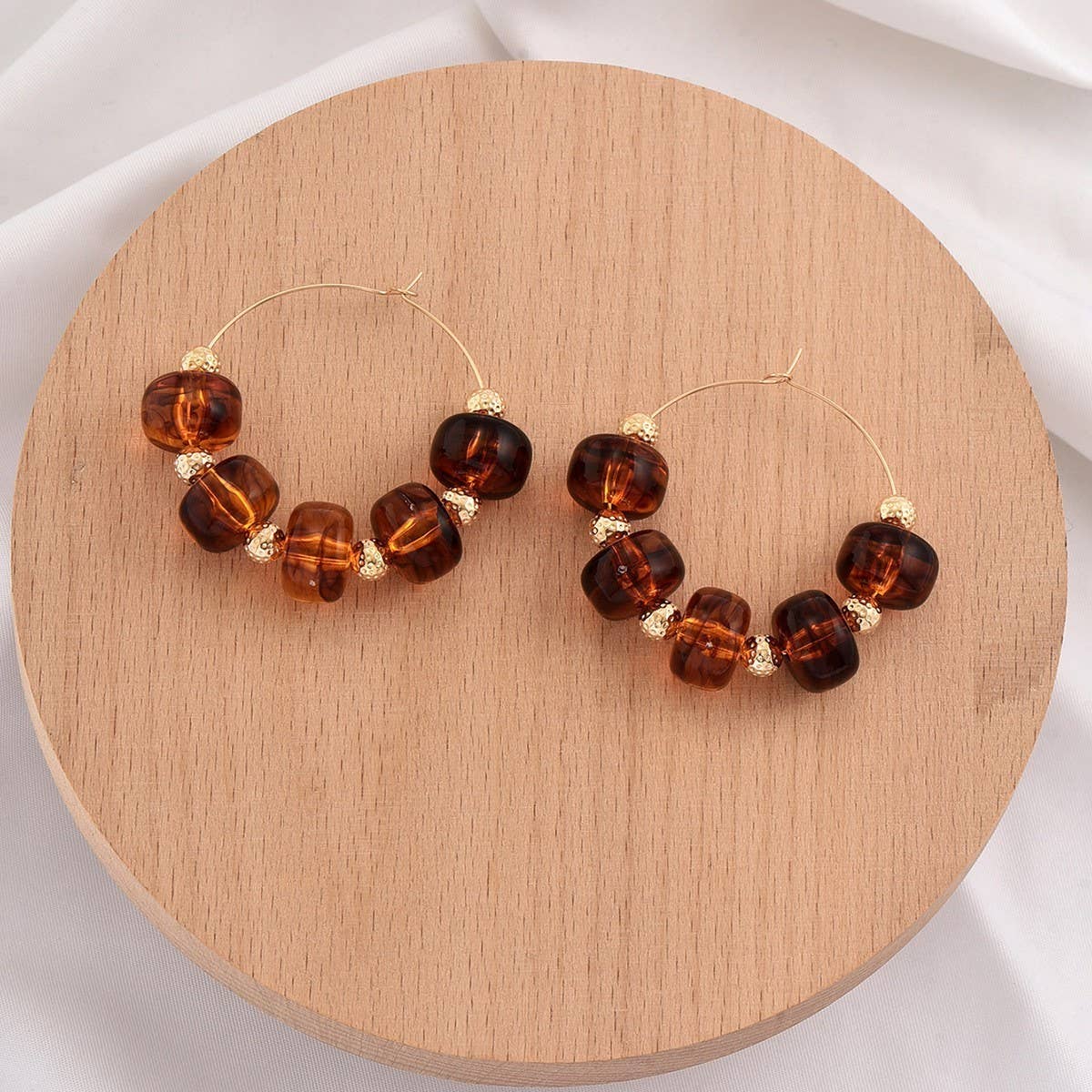 Boho Resin Beaded Hoop Earrings