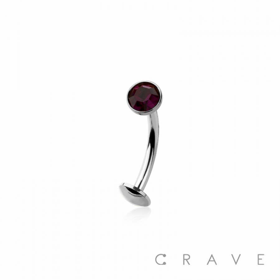 BEZEL CZ GEM 316L SURGICAL STEEL THREADLESS FLOATING BELLY B