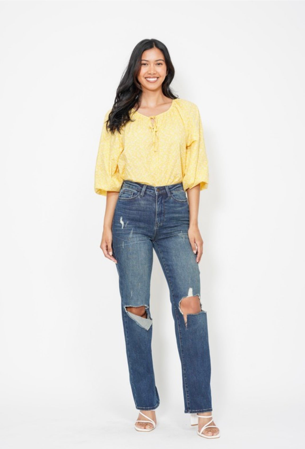 Judy Blue HW Ripped Knee Dad Jean