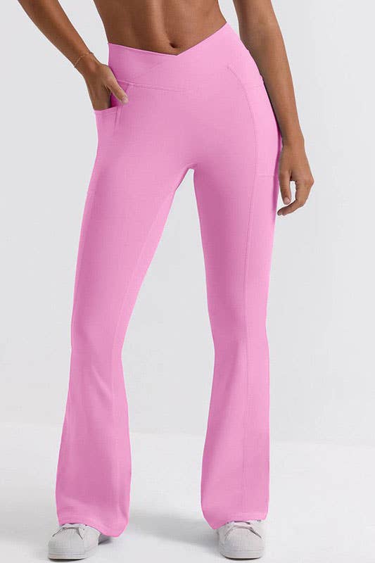 Cross Over Waistband Wide Leg Legging