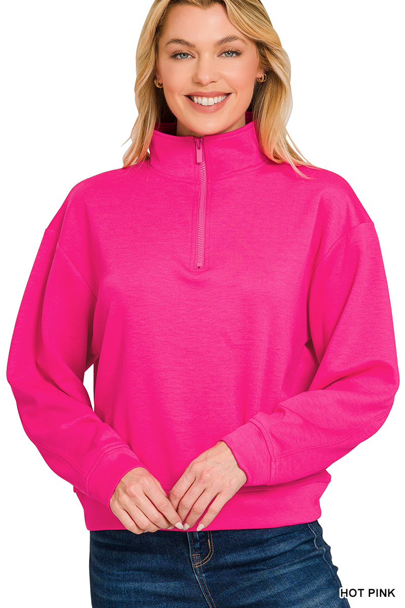 Zenana Scuba Half Zip Pullover