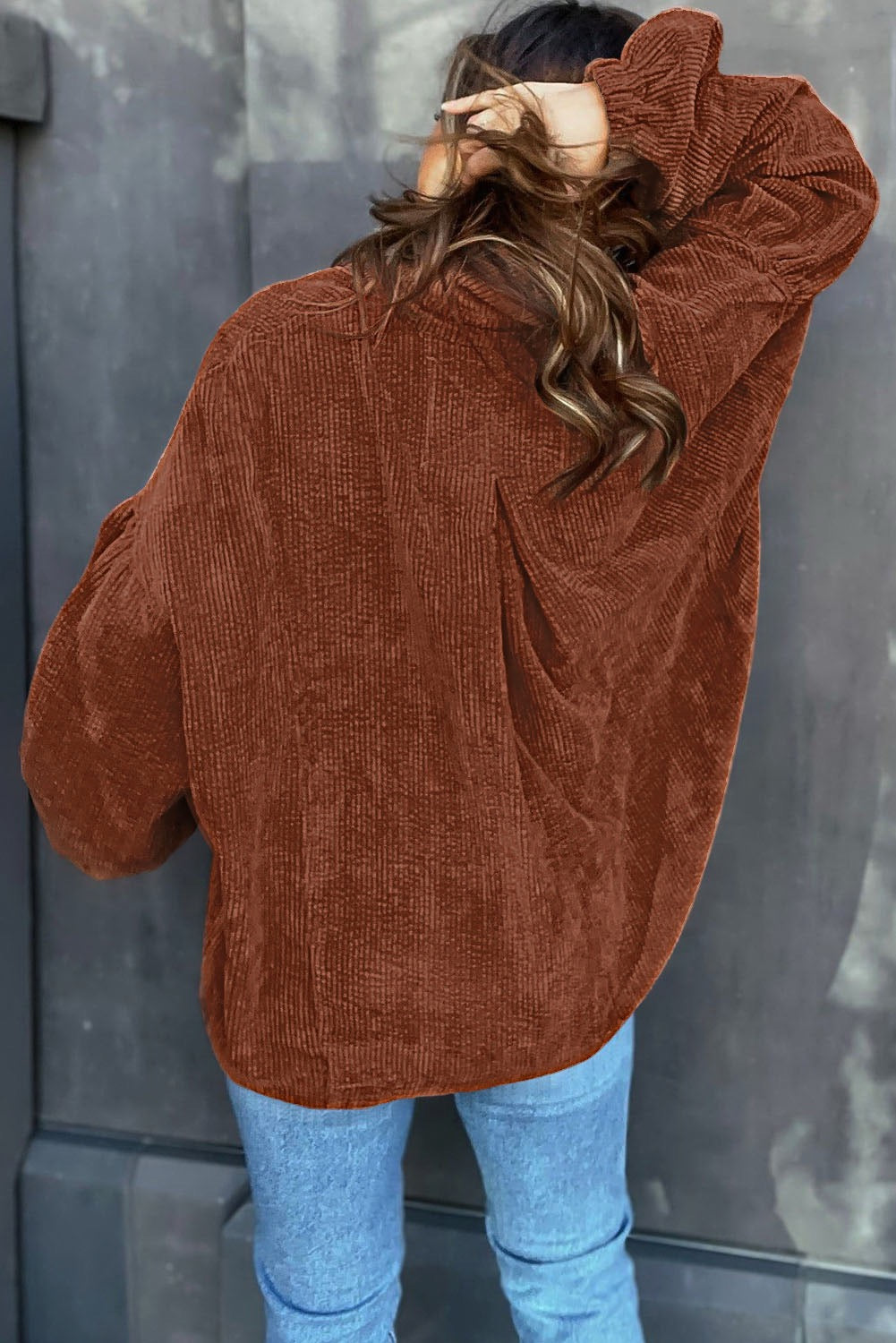 Corduroy Puff Sleeve Blouse