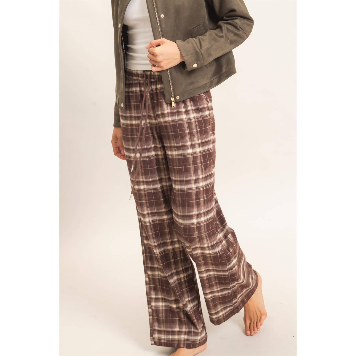 Plaid Wide-Leg Pants