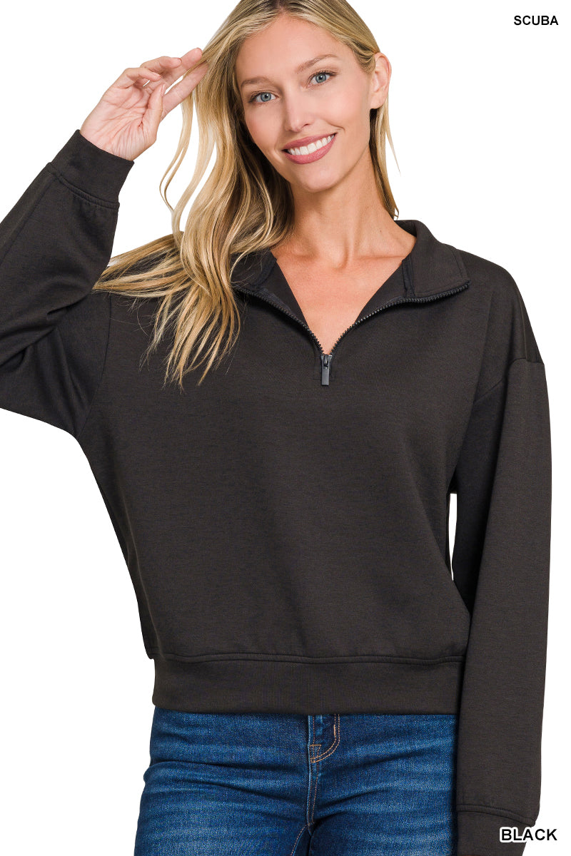 Zenana Scuba Half Zip Pullover