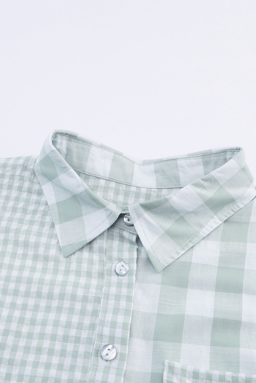 Green Mix Checked Patchwork Button Up