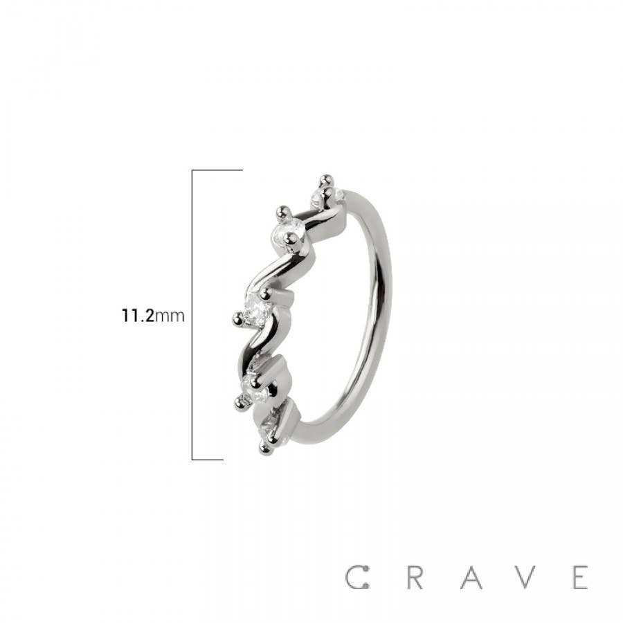 CZ MULTI SWIRL 316L SURGICAL STEEL HOOP NOSE RING