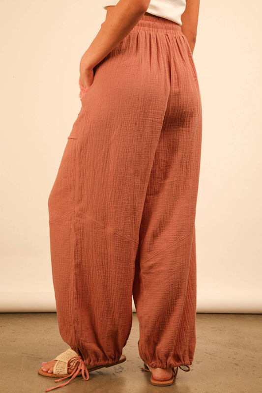 Wide Leg Gauze Solid Pants