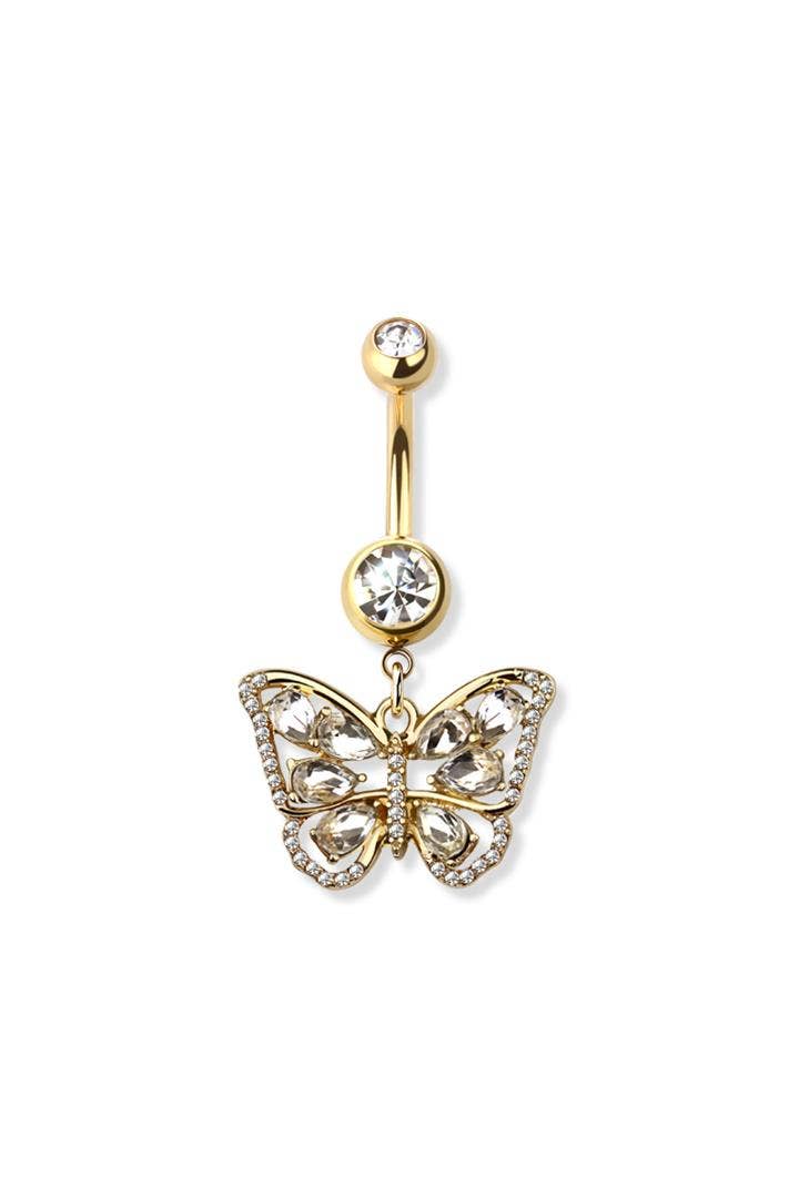 BUTTERFLY DANGEL 316L SURGICAL STEEL NAVEL RING